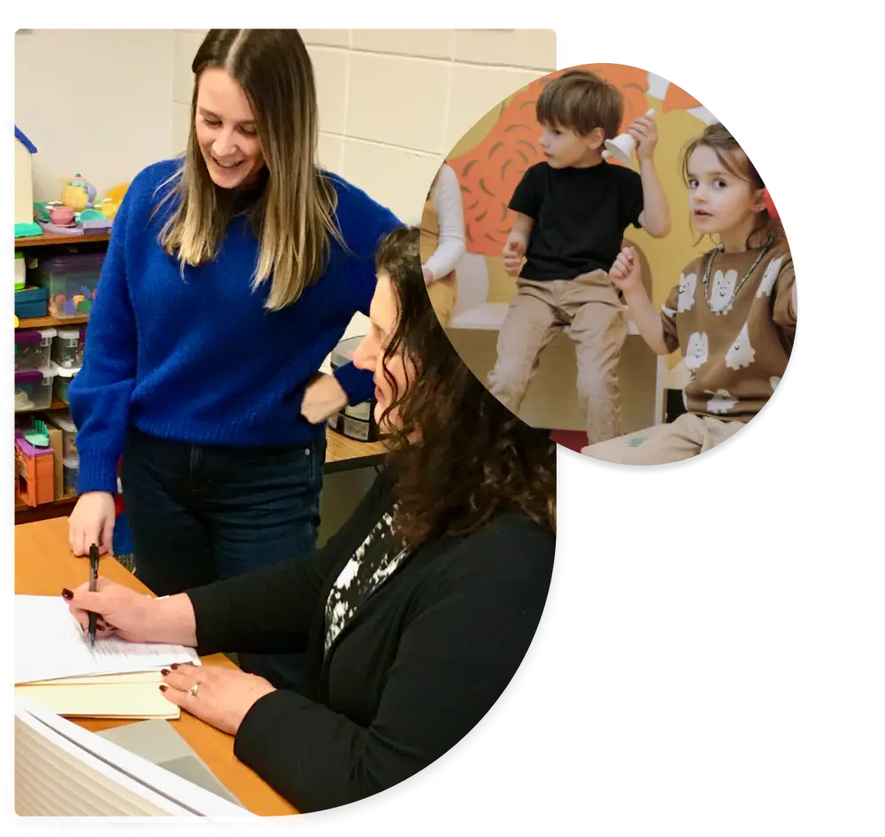 Peninsula Associates speech therapists working with children in a language development session.